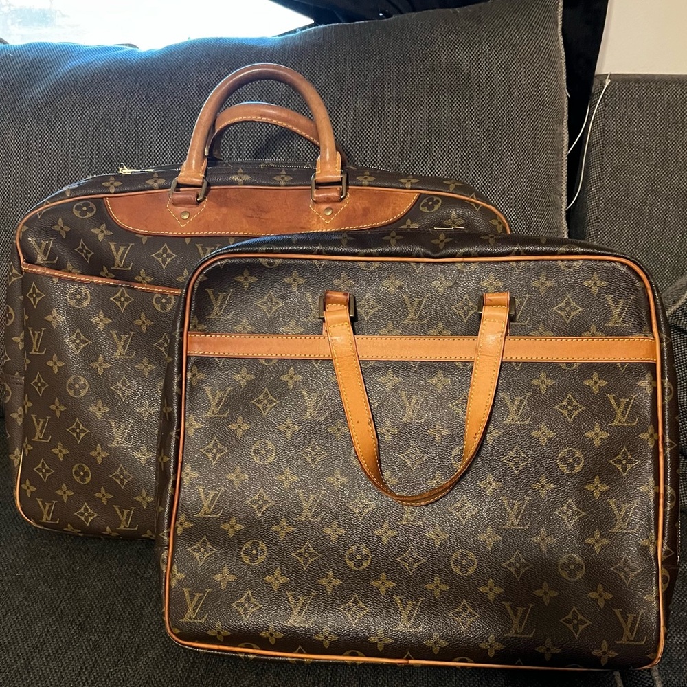 Authentic Louis Vuitton Brown Monogram Alize Boston Bag and Briefcase.
